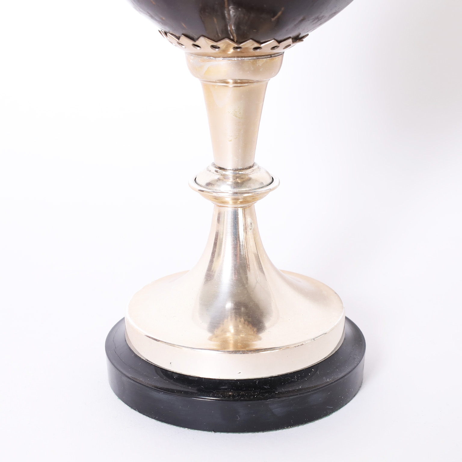 Mid-Century Silver Plate Coconut Urn or Caddy with Kaleidoscope and Polemoscope, Priced Individually