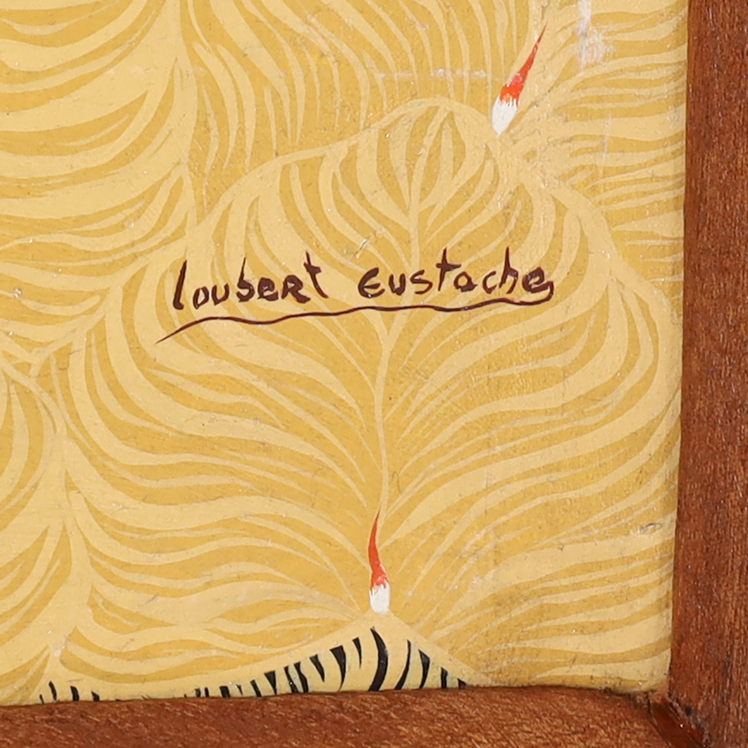 Mid-Century Haitian Painting on Canvas of Animals in a Jungle by Eustache Loubert