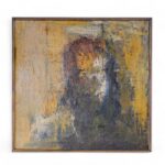 Mid Century Italian Abstract Figural Oil Painting by Lazzaro Donati