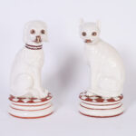 Vintage Italian Ceramic or Porcelain Cat and Dog Sculptures
