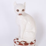 Vintage Italian Ceramic or Porcelain Cat and Dog Sculptures