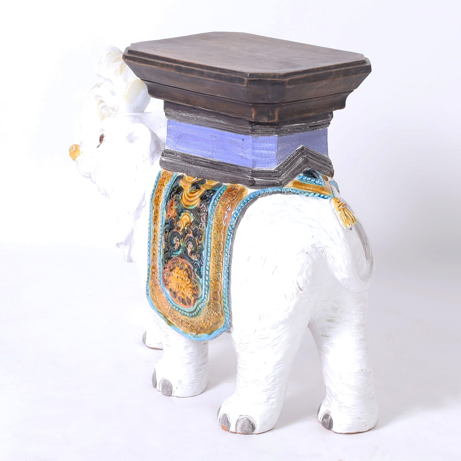 Mid-Century Italian Glazed Earthenware Elephant Stand