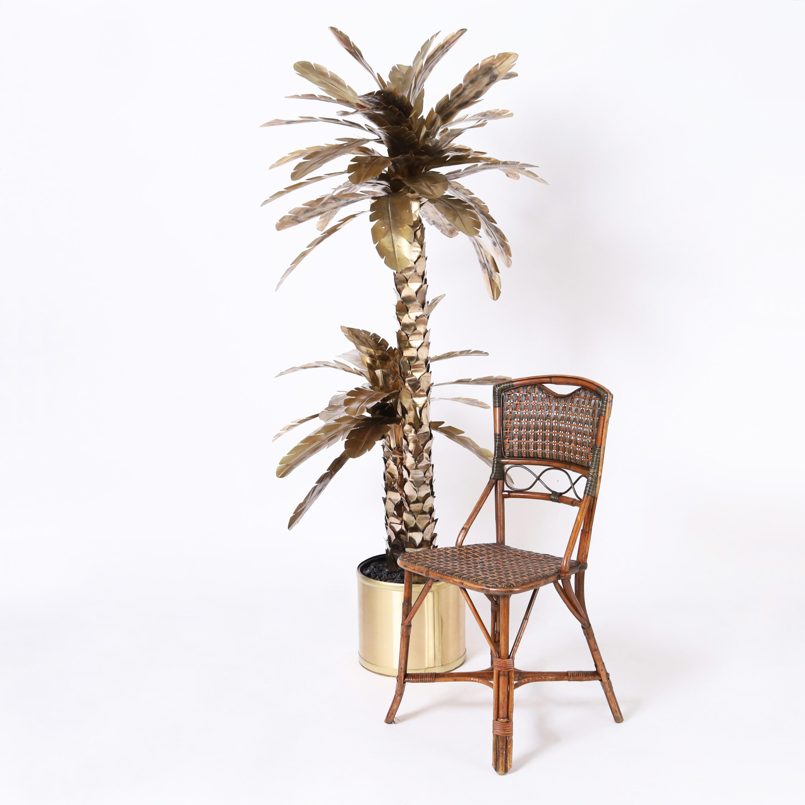 Mid Century Jansen Style Metal Palm Tree Sculpture