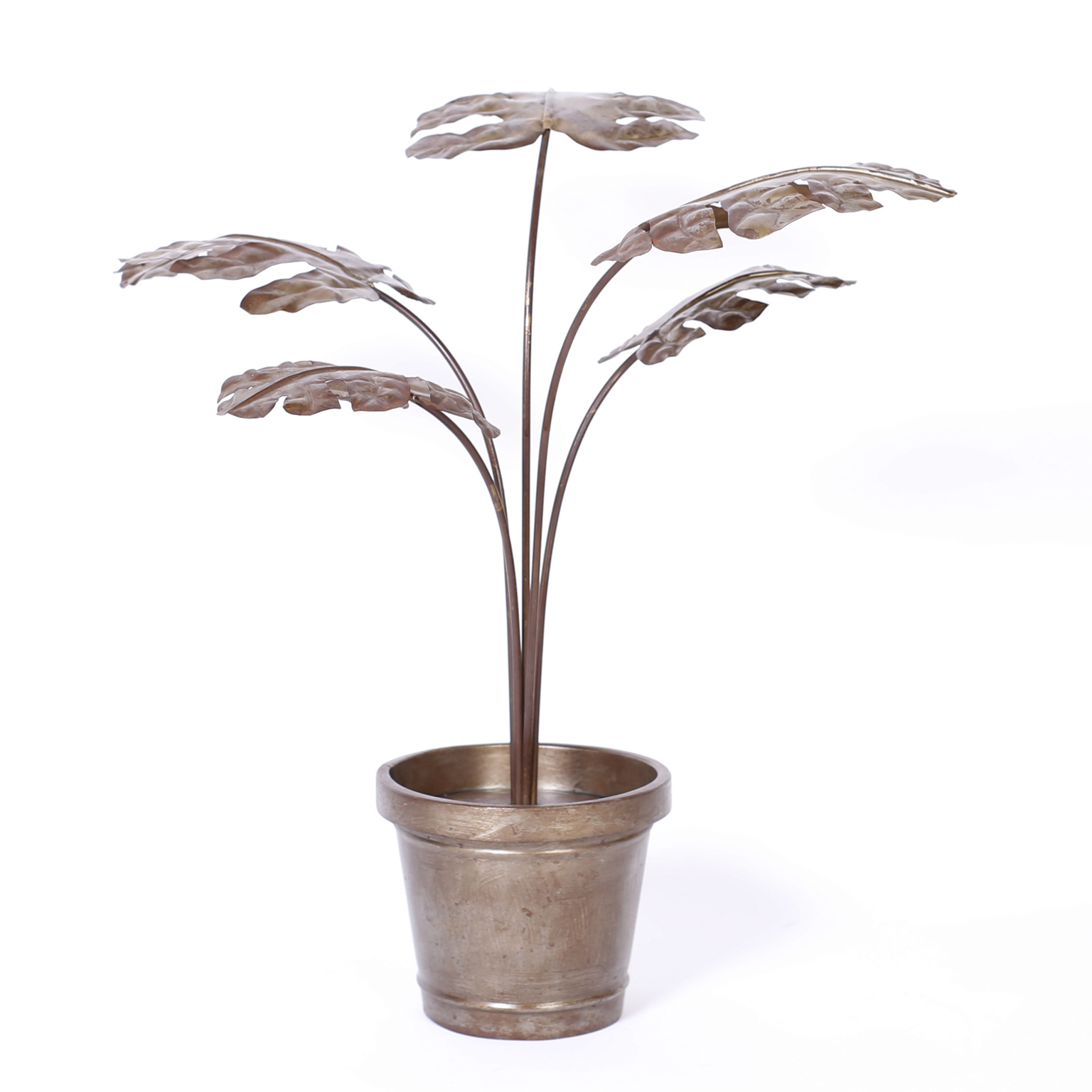 Mid Century Metal Potted Plant Sculpture