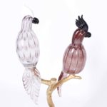 Mid Century Murano Glass and Bronze Sculpture with Two Birds by Zico Zanetti