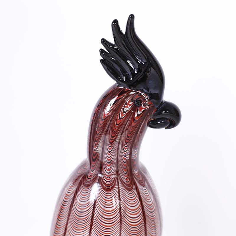 Mid Century Murano Glass and Bronze Sculpture with Two Birds by Zico Zanetti