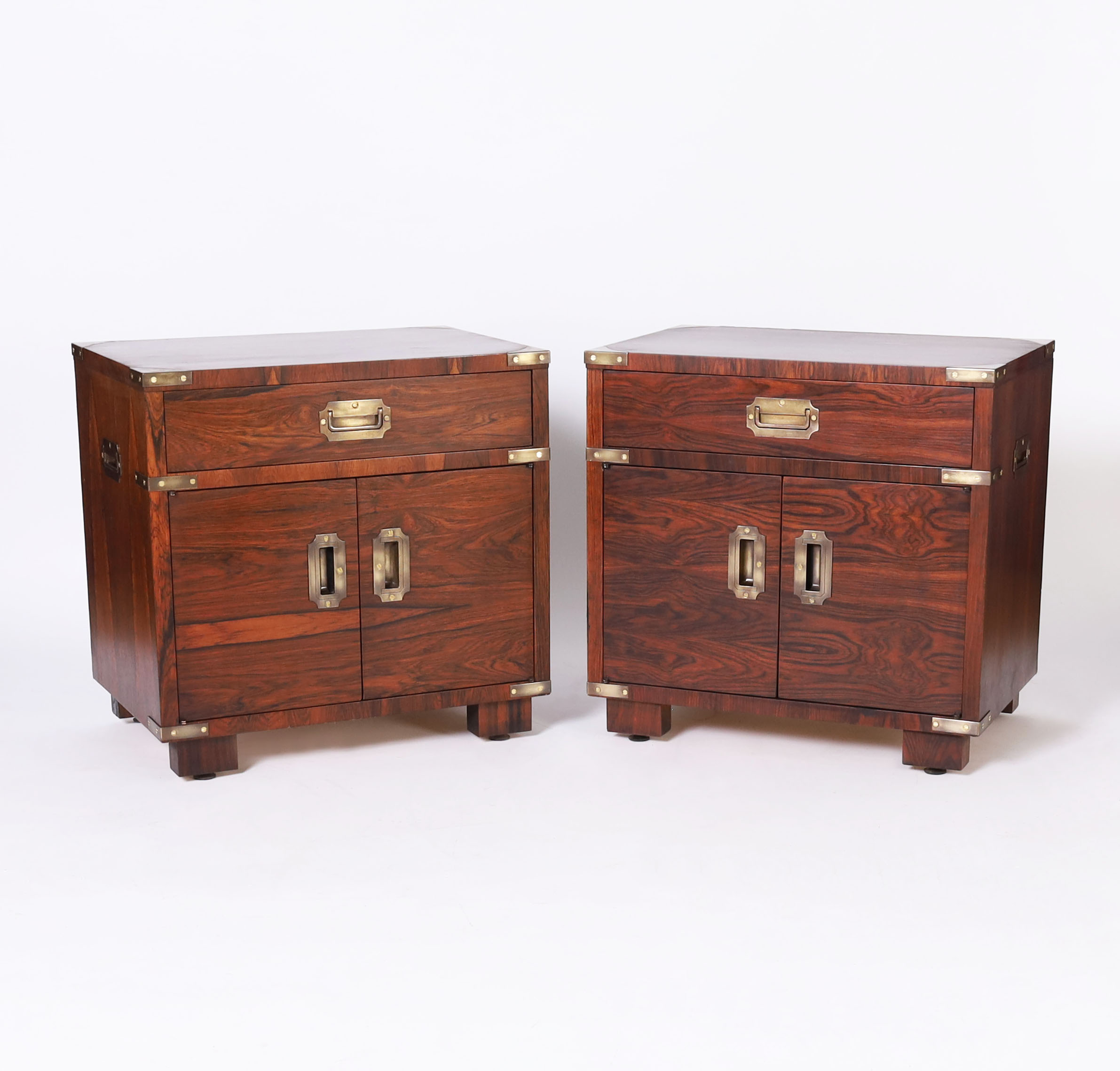 Vintage Pair of Campaign Style Rosewood Stands