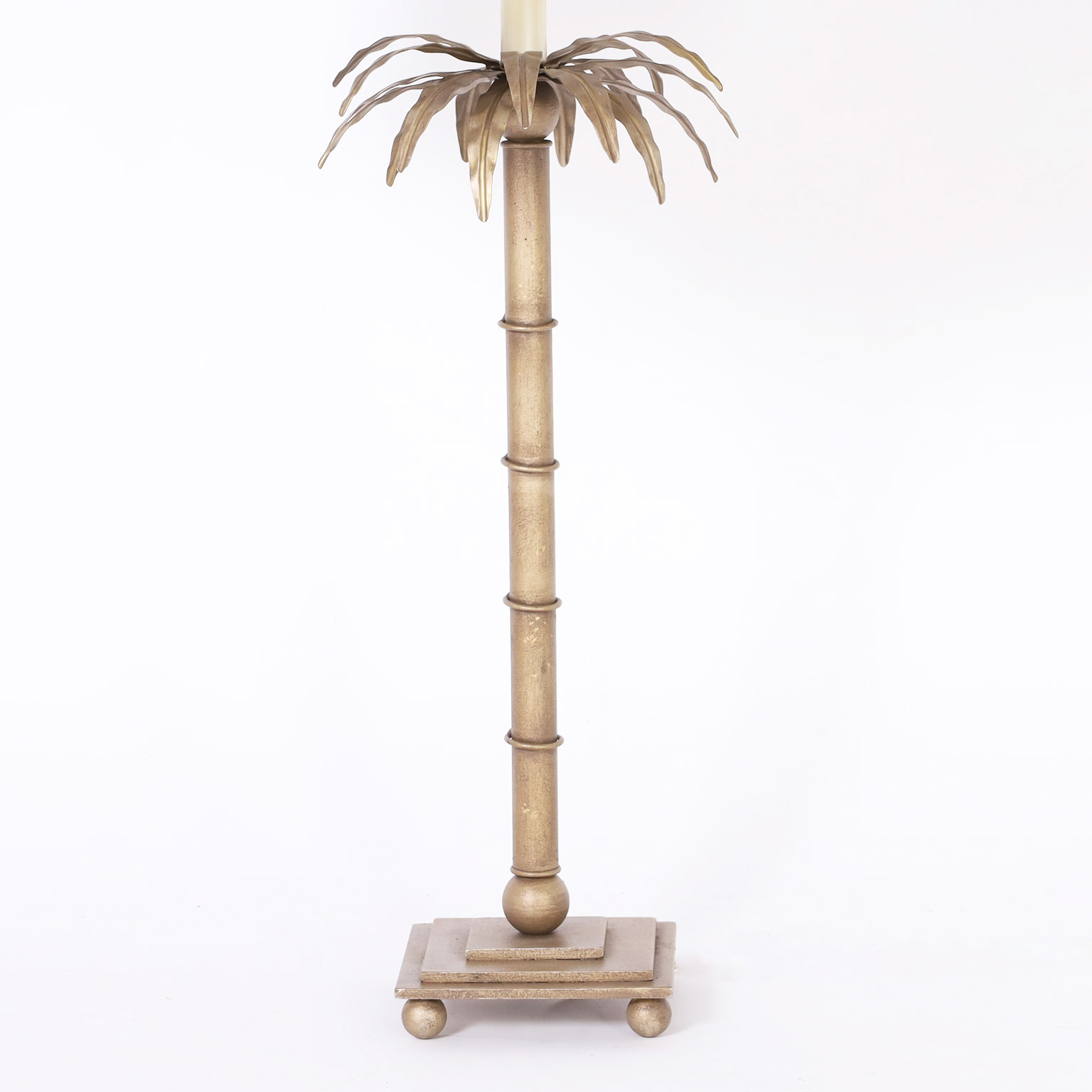 Mid-Century pair of Italian Metal Palm Tree Table Lamps