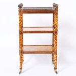 Mid Century Regency Style Faux Tortoise Three Tiered Stand