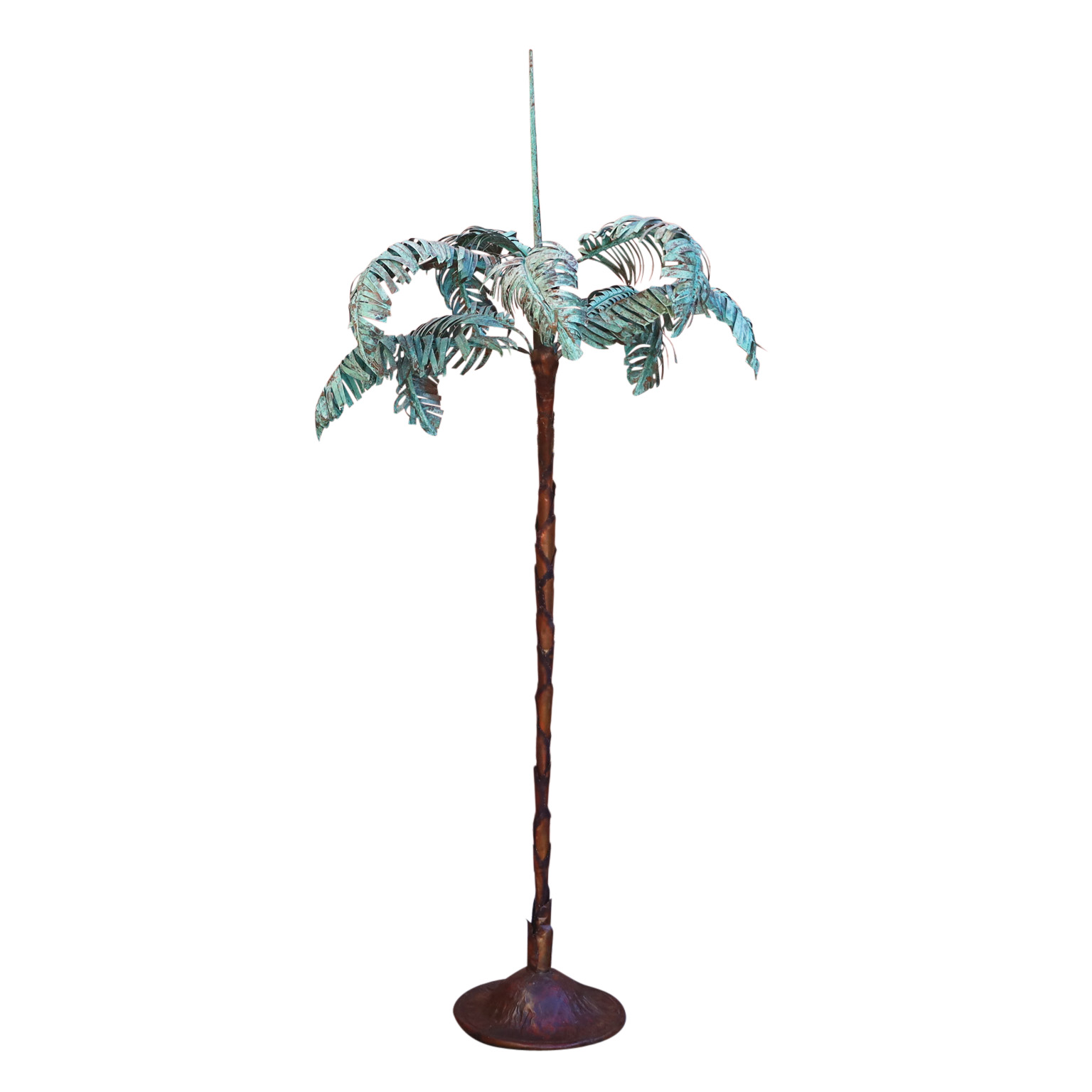 Mid-Century Sculptural Copper Palm Tree Floor Lamp
