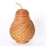 Mid-Century Wicker Pear form Lidded Jar or Container