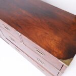 Vintage Rosewood Campaign Style Chest of Drawers of Dresser