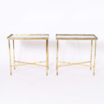 Pair of Jansen Style Mirrored Top Stands or Tables