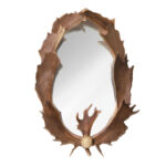 Antique Moose Antler Wall Mirror