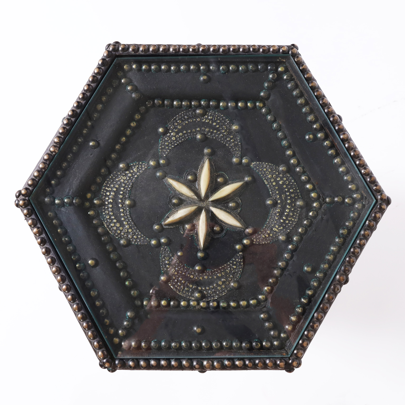 Antique Moroccan Hexagon Leather Stand