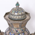 Large Moroccan Earthenware and Metal Lidded Urn