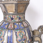 Large Moroccan Earthenware and Metal Lidded Urn