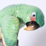 Near Pair of Mid Century German Porcelain Green Parrots