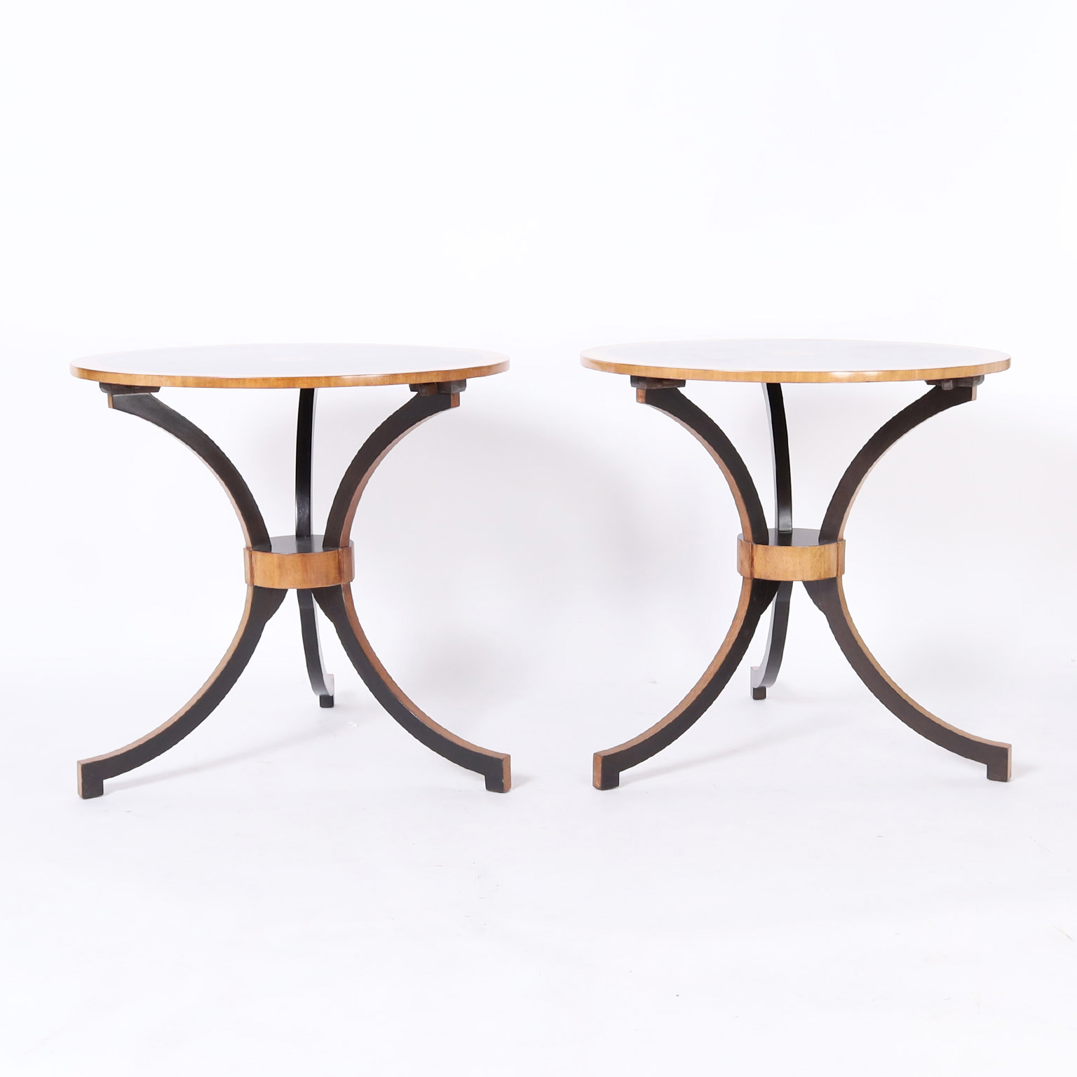 Pair of Vintage Round Neoclassic Tables