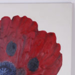 Mid Century Oil Painting of a Red Poppy Flower