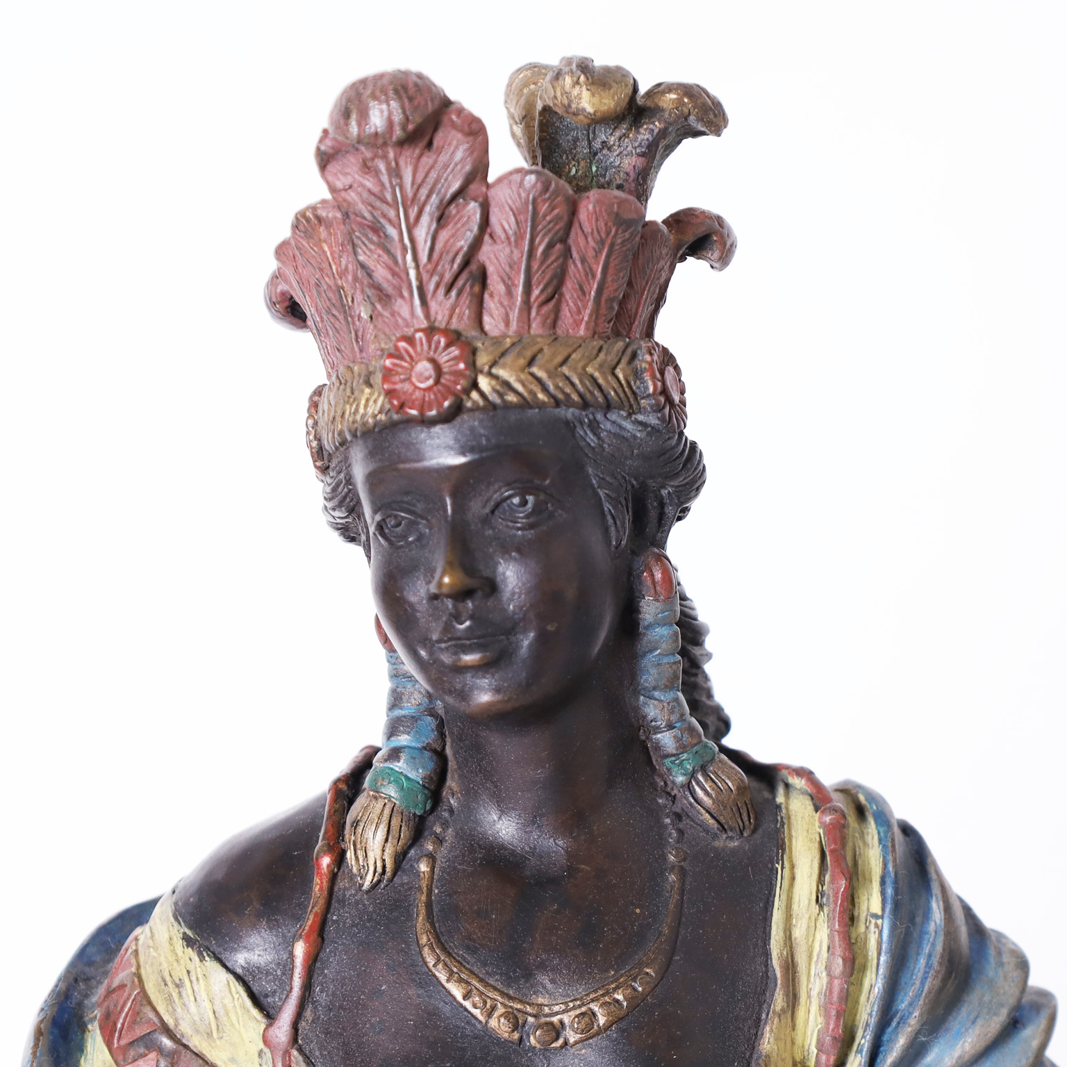 Antique Orientalist Figural Cold Painted Bronze