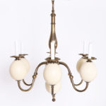 Mid Century Brass and Faux Ostrich Egg Chandelier