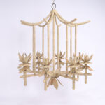 Pagoda Form Reed Wrapped Chandelier or Light Fixture From the FS Flores Collection