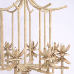 Pagoda Form Reed Wrapped Chandelier or Light Fixture From the FS Flores Collection