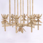 Pagoda Form Reed Wrapped Chandelier or Light Fixture From the FS Flores Collection