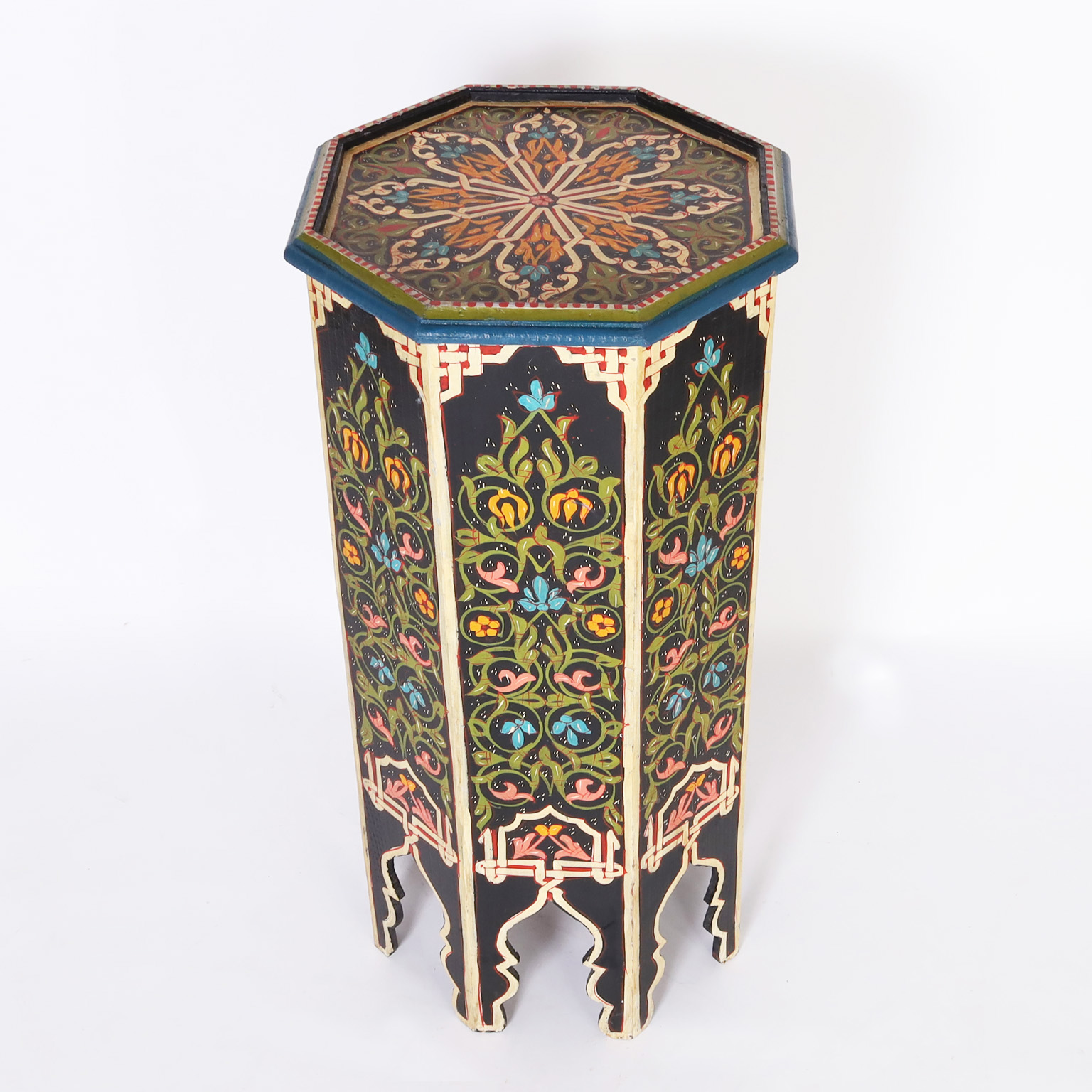 Antique Painted Moroccan Stand or Pedestal