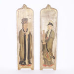 Antique Pair of Painted Palladio Chinoiserie Wall Plaques