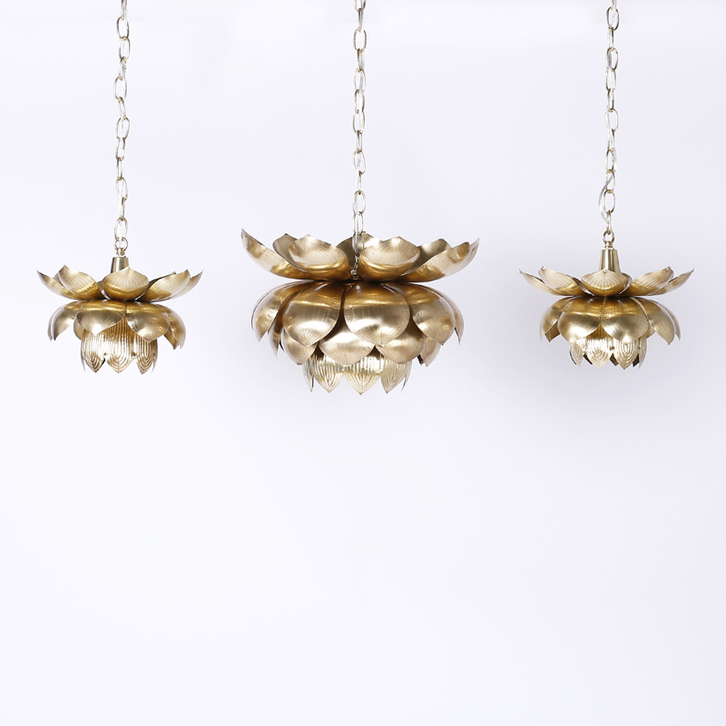 Pair of Brass Lotus Pendants or Light Fixtures