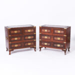Near Pair of Antique Anglo Indian Rosewood Campaign Inlaid Stands or Chests