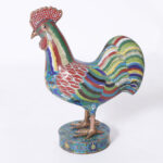 Pair of Antique Chinese Cloisonne Roosters