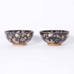 Pair of Antique Chinese Porcelain Bowls with a Black Glaze