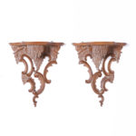 Pair of Antique Chippendale Style Carved Wood Wall Brackets