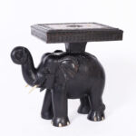 Pair of Antique Anglo Indian Carved and Ebonized Elephant Stands