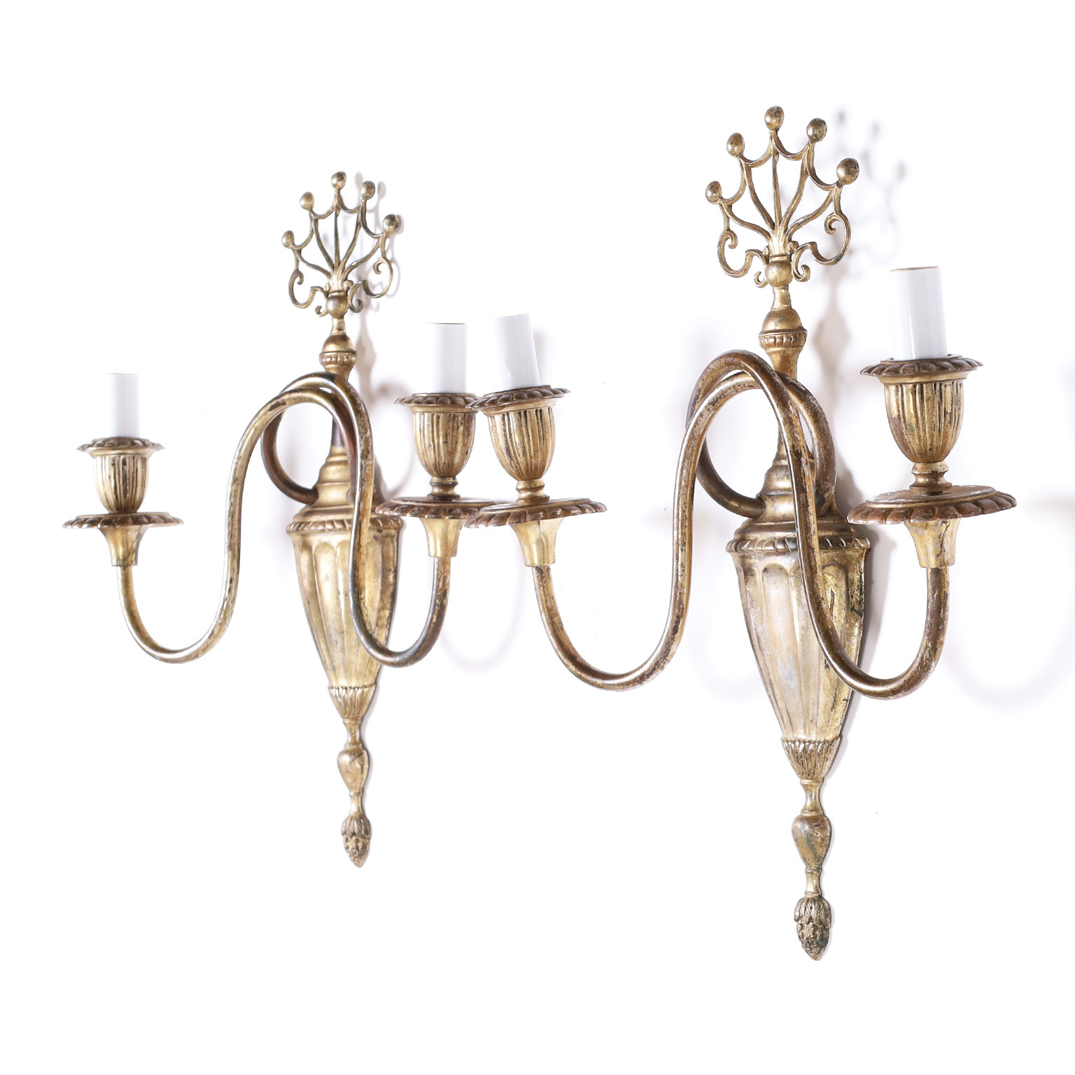 Pair of Antique British Colonial Two Light Wall Sconces