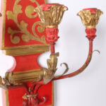 Pair of Antique Italian Neoclassic Red Painted Wall Sconces