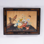 Antique Still Life Watercolors with Flowers and Birds