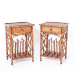 Pair of British Colonial Style Faux Burnt Bamboo Stands