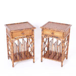 Pair of British Colonial Style Faux Burnt Bamboo Stands