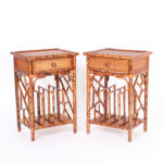 Pair of Mid Century British Colonial Style Faux Bamboo Stands