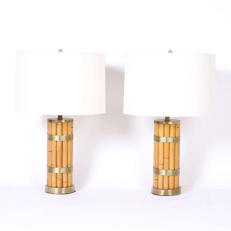 Pair of Art Deco Faux Bamboo Table Lamps