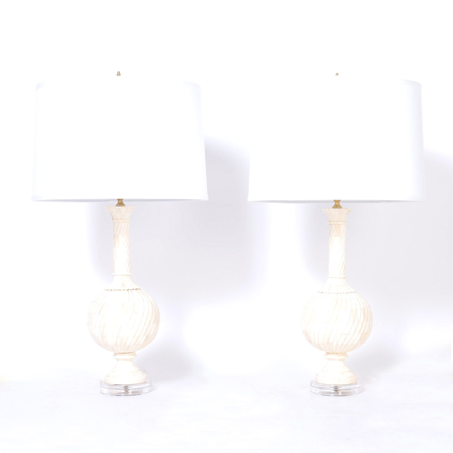 Pair of Mid Century Anglo Indian Bone Table Lamps