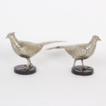 Pair of Mid Century Silvered Metal Pheasants