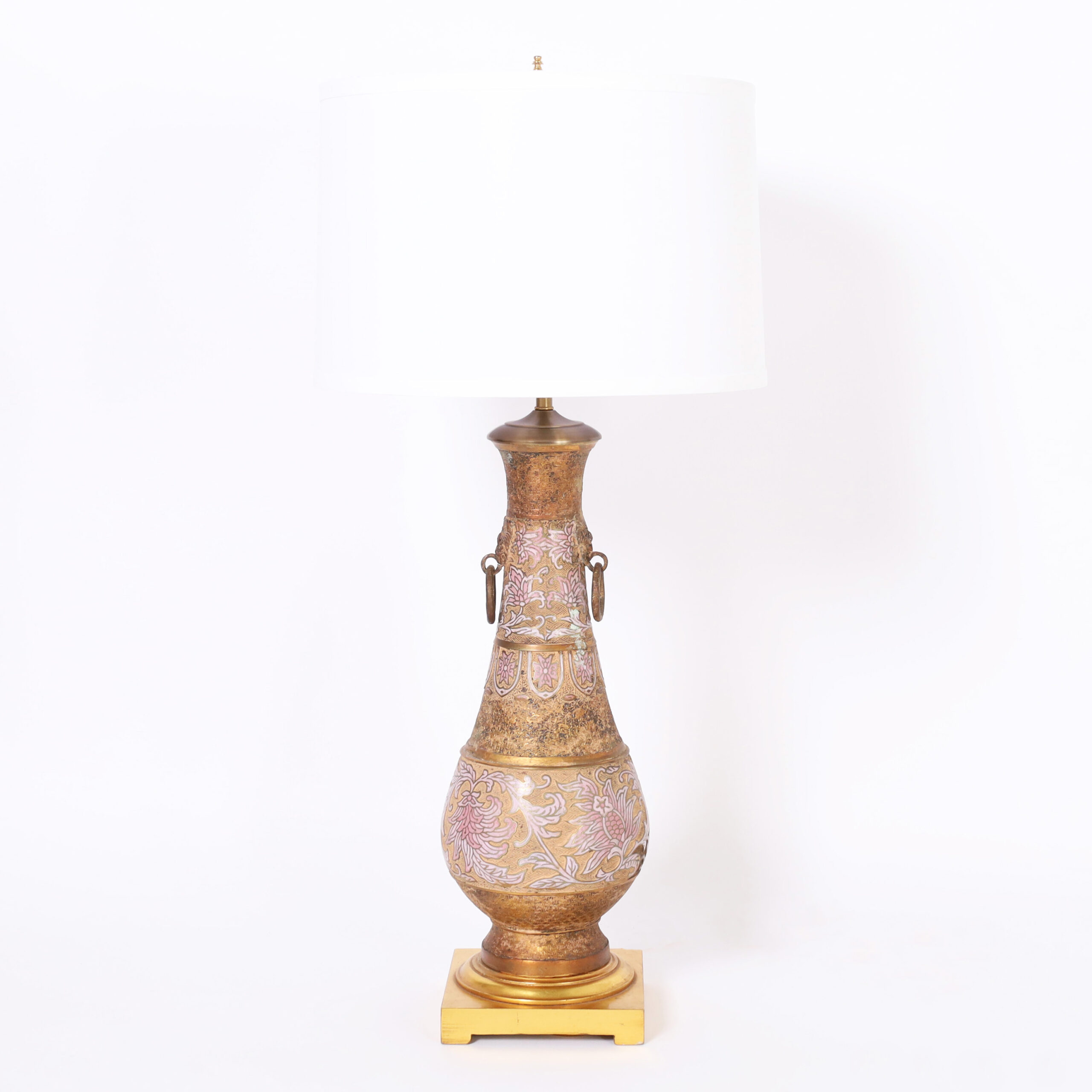 Pair of Anglo Indian Brass and Enamel Table Lamps