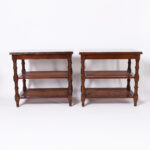 Pair of British Colonial Style Three Tiered Stands or Tables