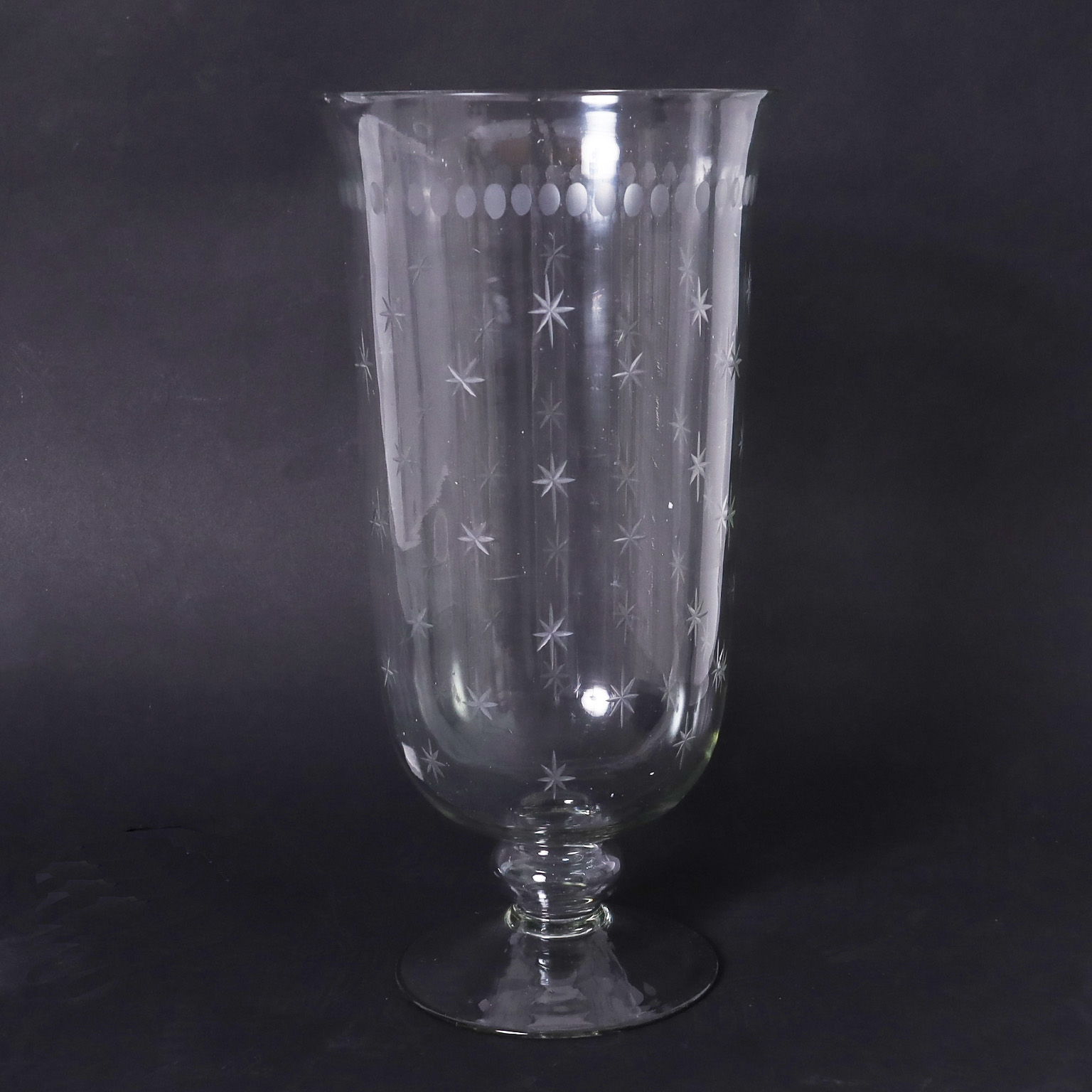 Pair of British Colonial Style Etched Glass Hurricane Shades