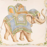 Pair of British Colonial Style Silk Pillows with Elephants by Jim Thompson, Priced Individually